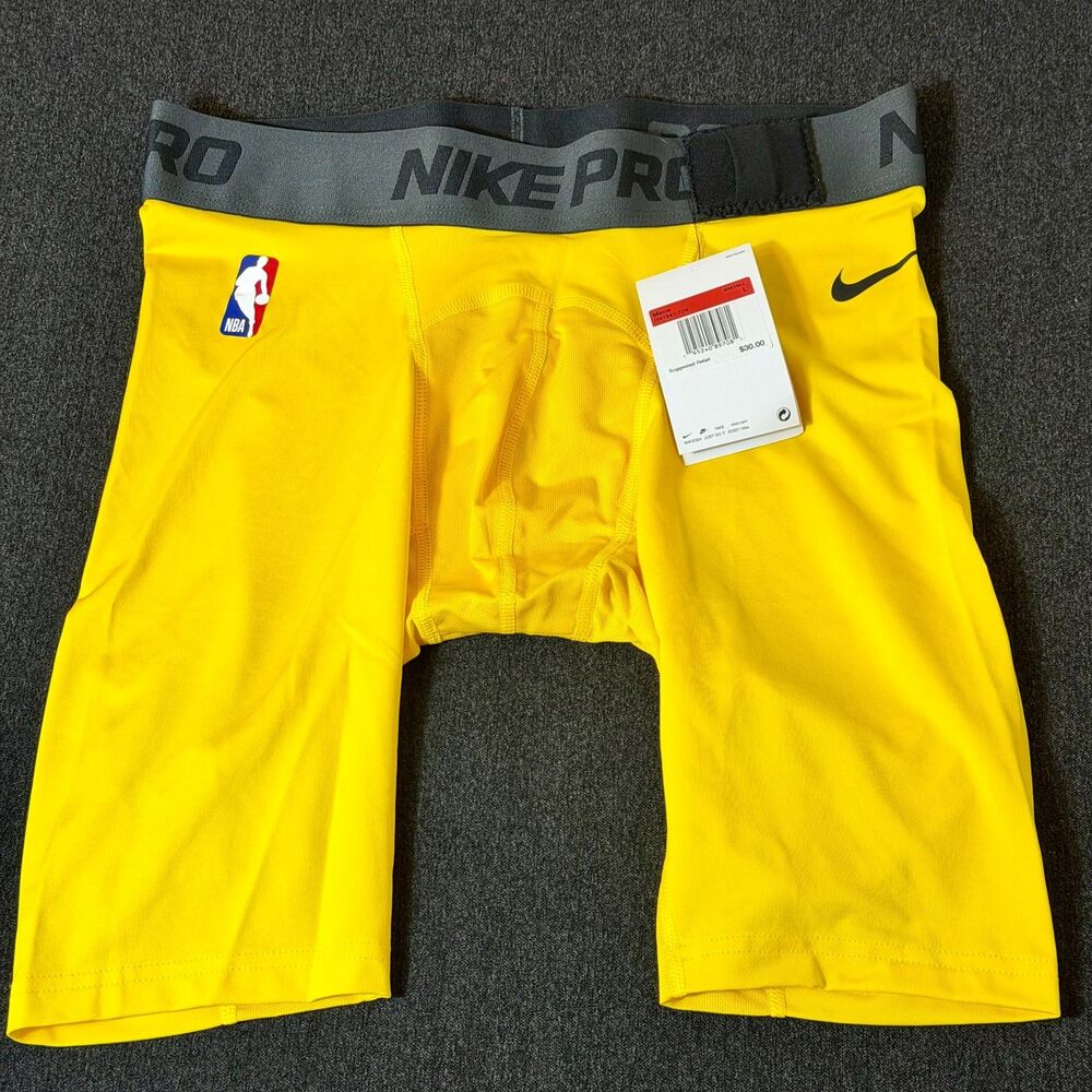NIKE Pro NBA Player Issue Compression Shorts Men's L NWT DN1541-728 Yellow